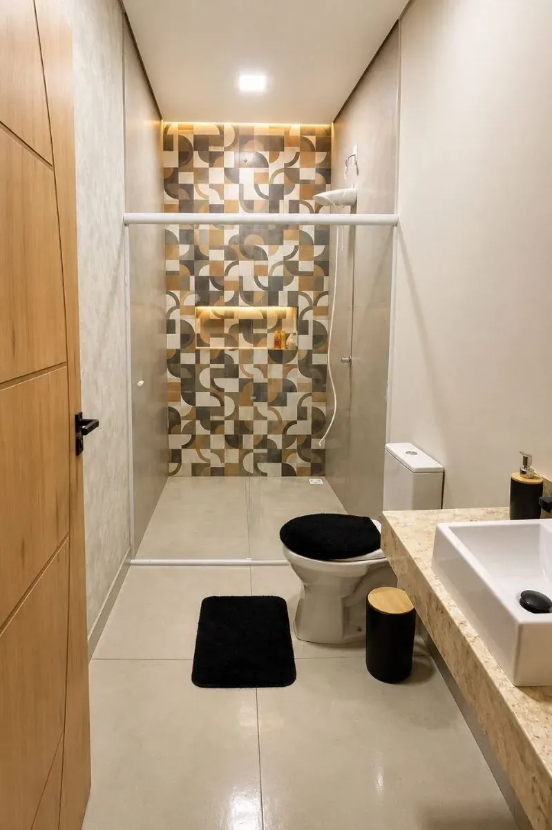 Banheiro com acabamento moderno